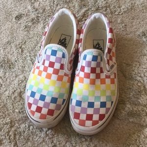 Girls size 1 Rainbow checkers Vans